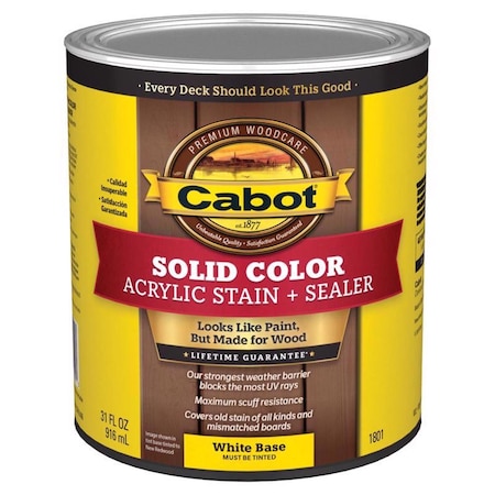Cabot Cabot Solid Color Acrylic Stain & Sealer Solid Tintable White Base Acrylic Deck Stain 1 qt 140.0001801.005